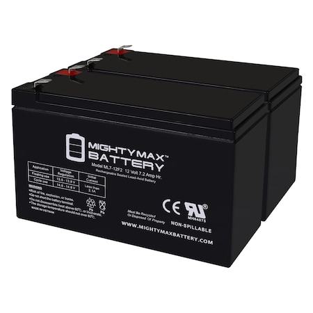 12V 7Ah F2 Replacement Battery For Go-Ped ESR 750H - 2PK